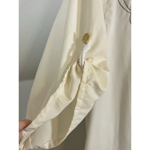 Handmade Retro Cat Embroidery Shirt Button Up 16.5 Cream Glam Classic Chic 80s - Picture 7 of 16